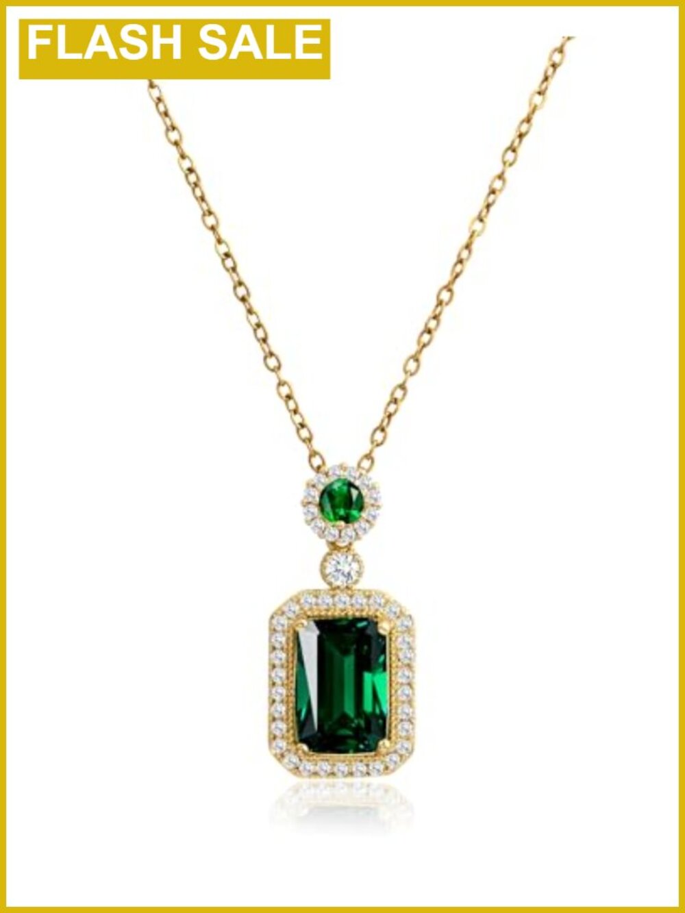 14k Gold Plated Pendant Necklace Adjustable Cubic Zirconia